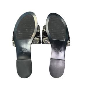 Zara Beaded Flat Sandals - Black and Silver - US 7.5
